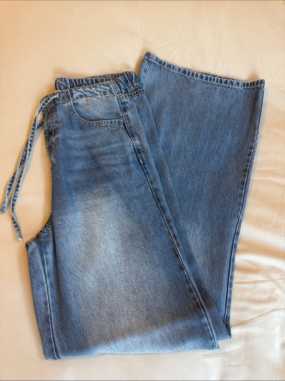 Splendid Lounge Denim Pants in Indigo - Light Blue Wide Leg Jeans